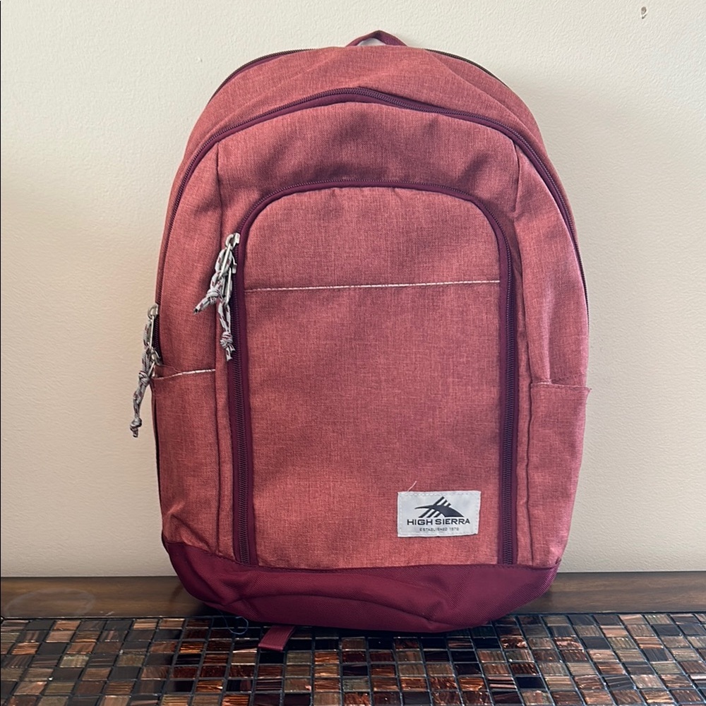 High Sierra Red Backpack with Padded Straps and Reinforced Bottom